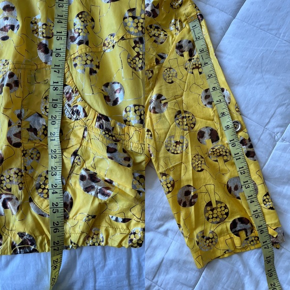 VINTAGE Goldleed Metallic Gold Yellow Mushroom Print Windbreaker Size 42 - Picture 6 of 16